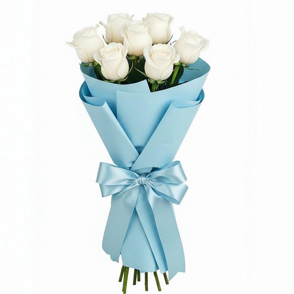 Букет 7 белых роз Проуд в Силикатном