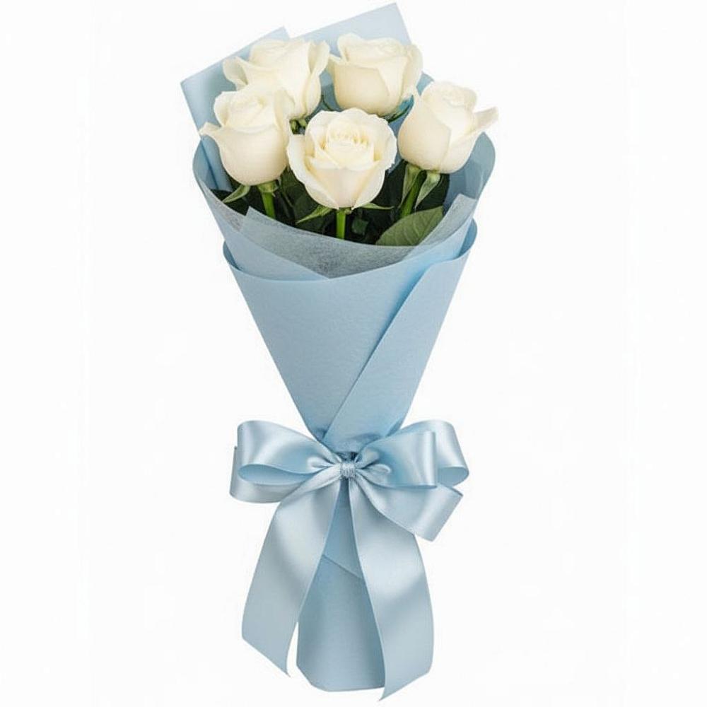 Букет 5 Белых роз Проуд в Силикатном