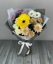 Букет цветов из:  Розы, Герберы и Хризантемы #REPLACE_PRED# Силикатном