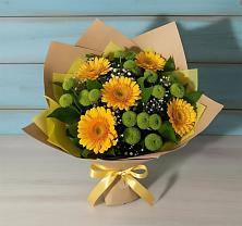 Букет цветов из:  Герберы и Хризантемы в Силикатном