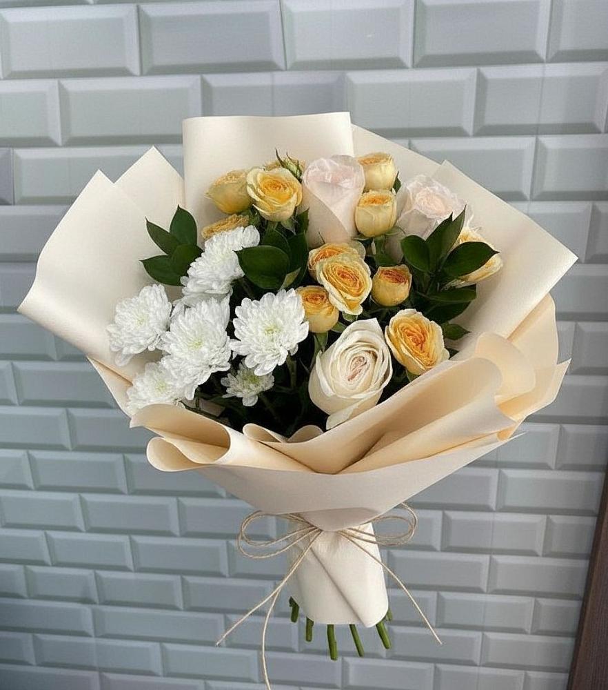 Букет цветов из: Розы и Хризантемы в Силикатном