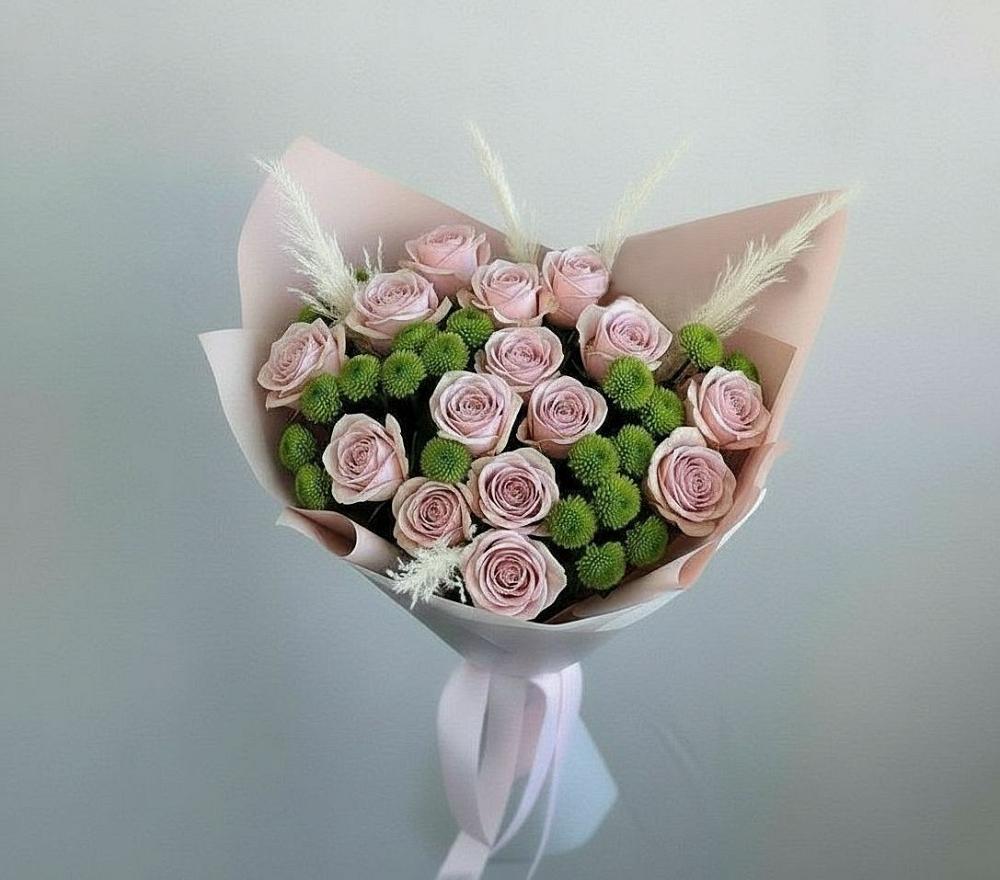 Букет цветов из: Розы и Хризантемы в Силикатном