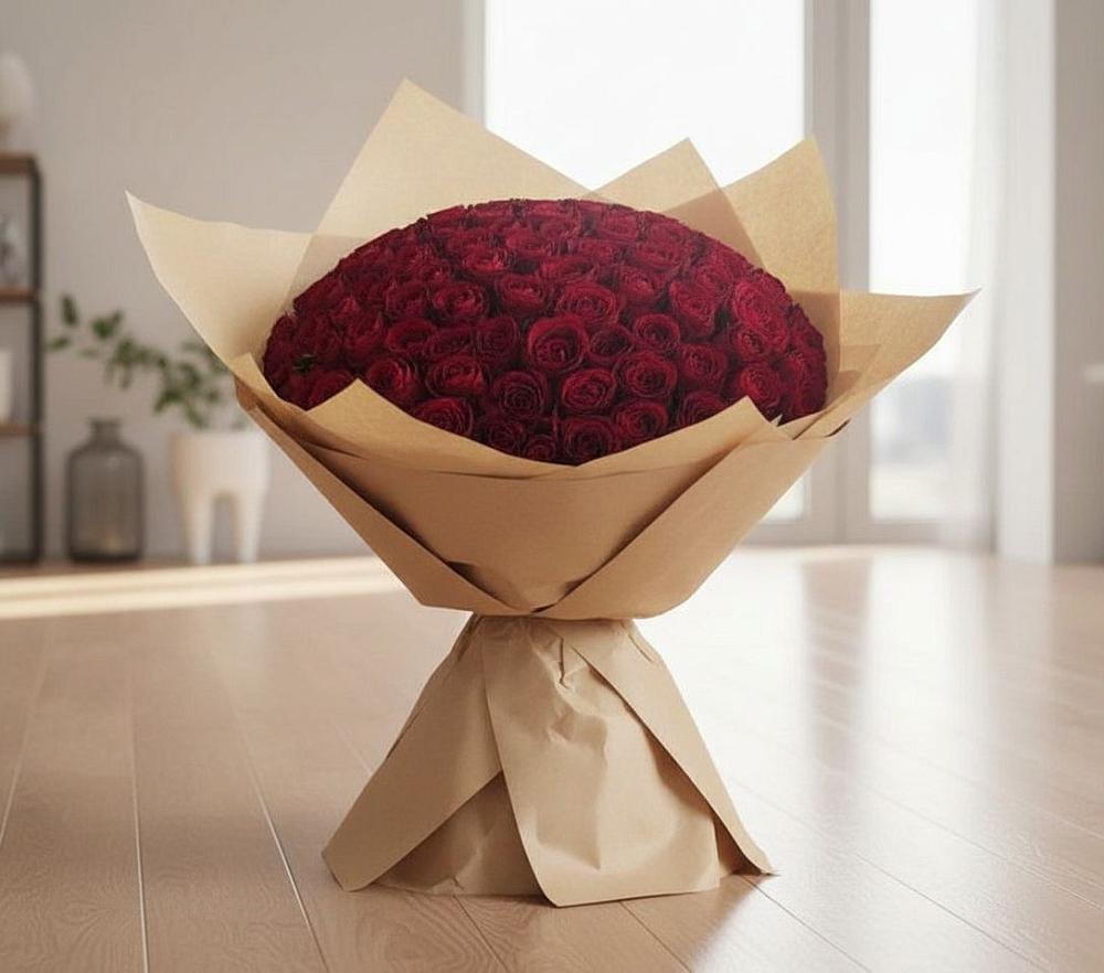 Букет 101 Красная роза в Силикатном
