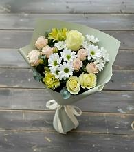 Букет цветов из:  Альстромерии, Розы и Хризантемы в Силикатном