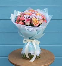 Букет цветов из:  Хризантемы и Розы #REPLACE_PRED# Силикатном