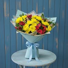 Букет цветов из:  Альстромерии и Хризантемы в Силикатном